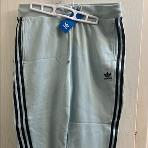 Adidas Kids Sky Blue Joggers with Black Stripes